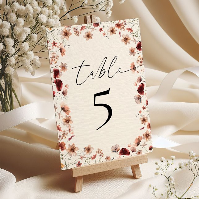 Boho Wildflower Wedding Reception Table Number (Creator Uploaded)