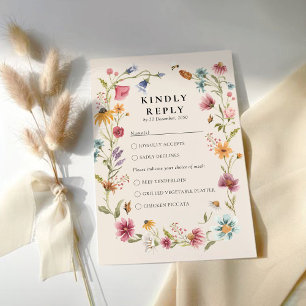 Boho Wildflower Wedding RSVP Card