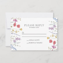 Boho Wildflower Wedding RSVP Postcard