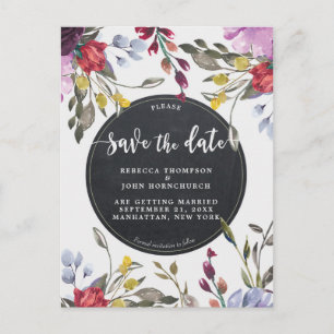 boho wildflower wedding save the date postcard