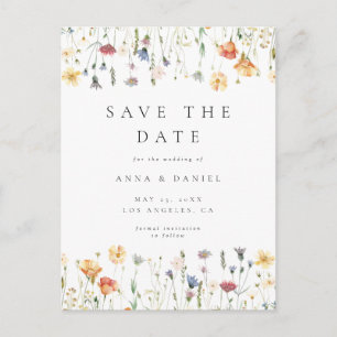 Boho Wildflower Wedding Save the Date Postcard