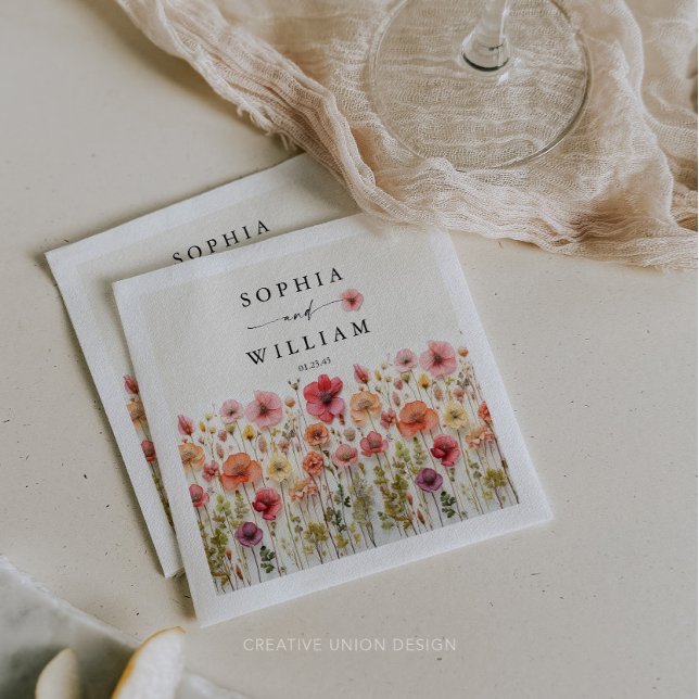 Boho Wildflower Wedding Table Decor Napkin (Wildflower Wedding Napkins)