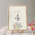 Boho Wildflower Wedding Table Number<br><div class="desc">Add a soft botanical charm to your reception tables with this elegant spring wildflower wedding table number. Adorned with hand-painted pastel flowers in pink, yellow, and blue, this design brings a rustic, romantic touch to garden or boho weddings. Customise the numbers to guide your guests with style and ease. Perfect...</div>