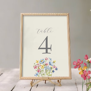 Boho Wildflower Wedding Table Number