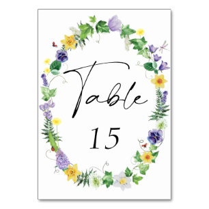 Boho Wildflower Wedding  Table Number