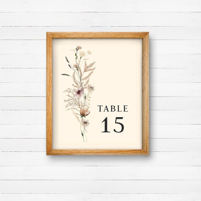 Boho Wildflower Wedding Table Number Sign (Creator Uploaded)