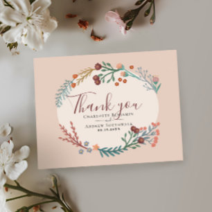 Boho Wildflower Wedding Thank You Postcard