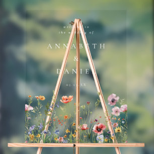 Boho Wildflower Wedding Welcome Acrylic Sign