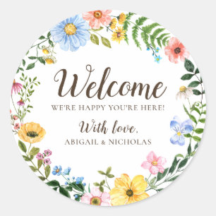 Boho Wildflower Wedding Welcome Sticker Bag Label