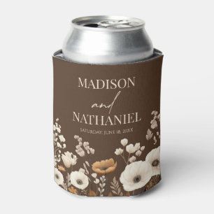 Boho Wildflower Wild Flower Floral Garden Wedding Can Cooler