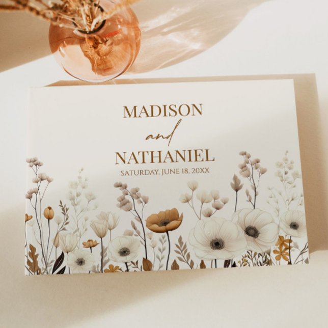 Boho Wildflower Wild Flower Floral Garden Wedding Guest Book (Creator Uploaded)