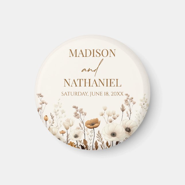Boho Wildflower Wild Flower Floral Garden Wedding Magnet (Front)