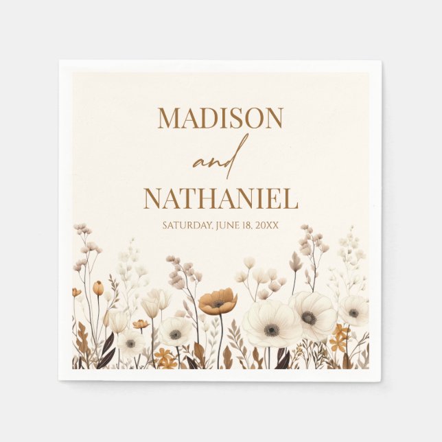 Boho Wildflower Wild Flower Floral Garden Wedding Napkin (Front)