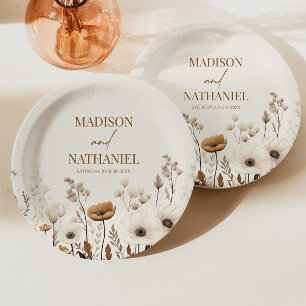 Boho Wildflower Wild Flower Floral Garden Wedding Paper Plate