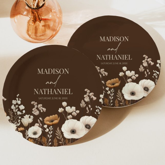 Boho Wildflower Wild Flower Floral Garden Wedding Paper Plate (Creator Uploaded)