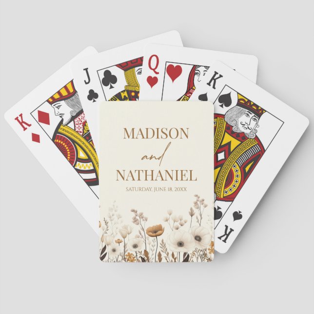 Boho Wildflower Wild Flower Floral Garden Wedding Playing Cards (Back)