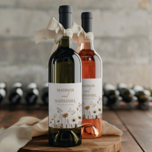 Boho Wildflower Wild Flower Floral Garden Wedding Wine Label