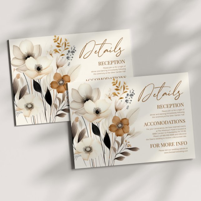Boho Wildflower Wild Flower Floral Wedding Details Enclosure Card (Creator Uploaded)