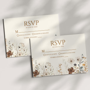 Boho Wildflower Wild Flower Floral Wedding RSVP Card