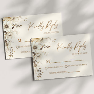 Boho Wildflower Wild Flower Floral Wedding RSVP Card