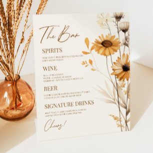 Boho Wildflower Wild Flower Wedding Bar Sign