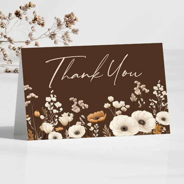 Boho Wildflower Wild Flowers Floral Garden Thank You Card (Creator Uploaded)