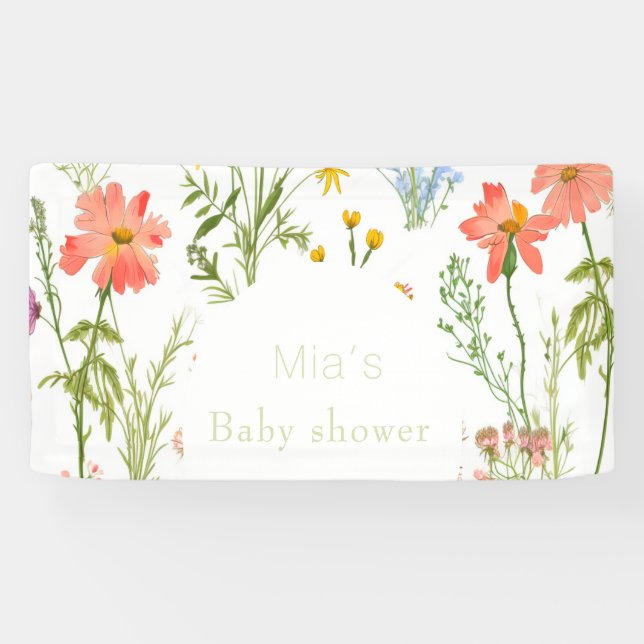 Boho wildflowers Baby shower   Banner (Horizontal)