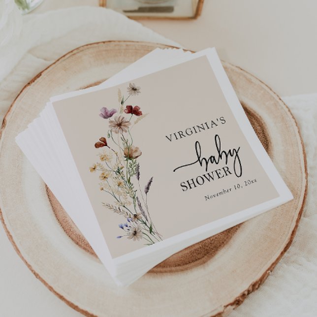 Boho Wildflowers Baby Shower Napkin (Boho Wildflowers Baby Shower Napkins by Painted Paperie
)