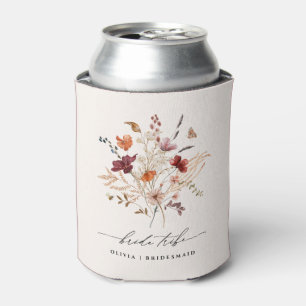 Boho Wildflowers Bachelorette Wedding Bride Tribe Can Cooler