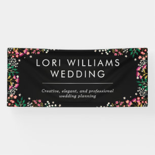 Boho Wildflowers - Black - Business Name Banner