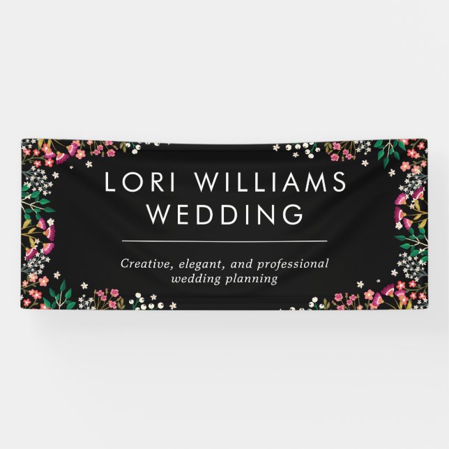 Boho Wildflowers - Black - Business Name Banner (Horizontal)