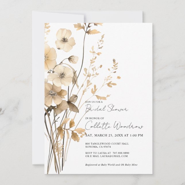 Boho Wildflowers Bridal Shower Invitation (Front)