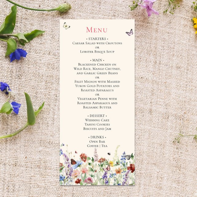 Boho Wildflowers & Butterflies Menu (Creator Uploaded)