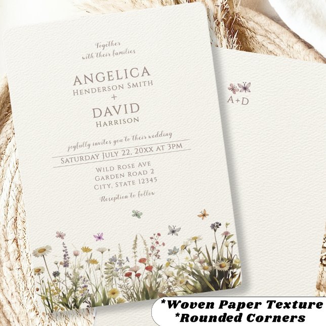 Boho Wildflowers Butterflies Wedding  Invitation (Creator Uploaded)