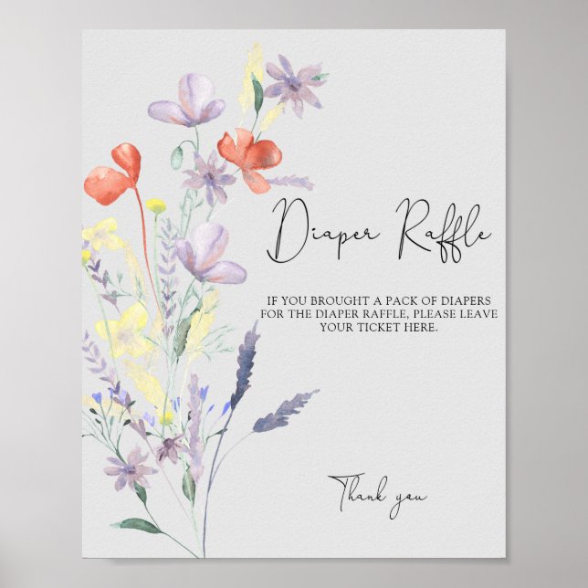 Boho Wildflowers - Diaper raffle poster game (Front)