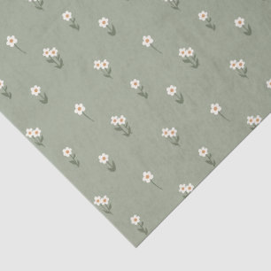 Boho Wildflowers Ditsy Floral Cottagecore Green Tissue Paper