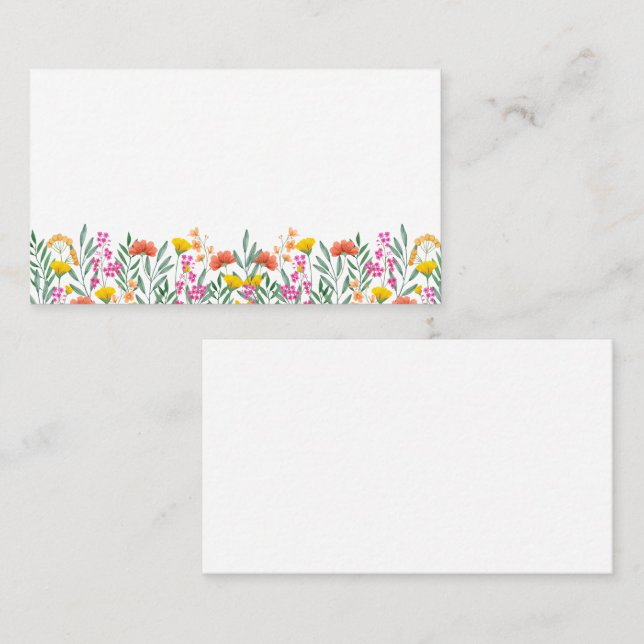 Boho Wildflowers Elegant Floral Garden Wedding  Place Card (Front/Back)