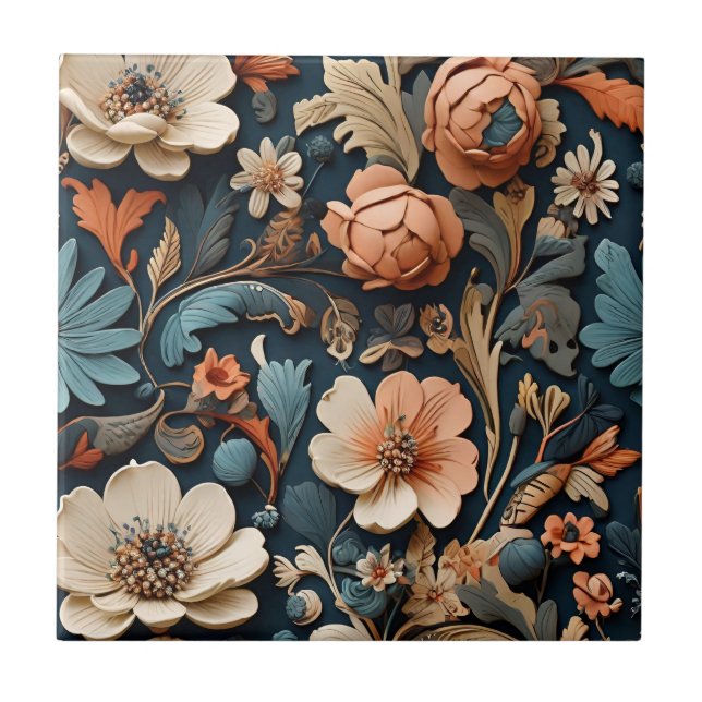 Boho Wildflowers Elegant Seamless Pattern  Tile (Front)