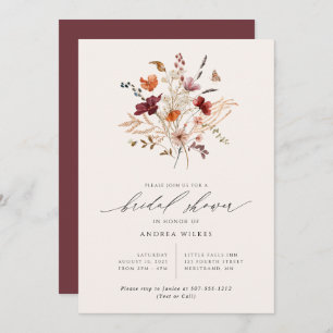 Boho Wildflowers Fall Bridal Shower Invitation