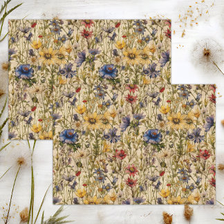 BOHO WILDFLOWERS FLORAL DECOUPAGE TISSUE PAPER