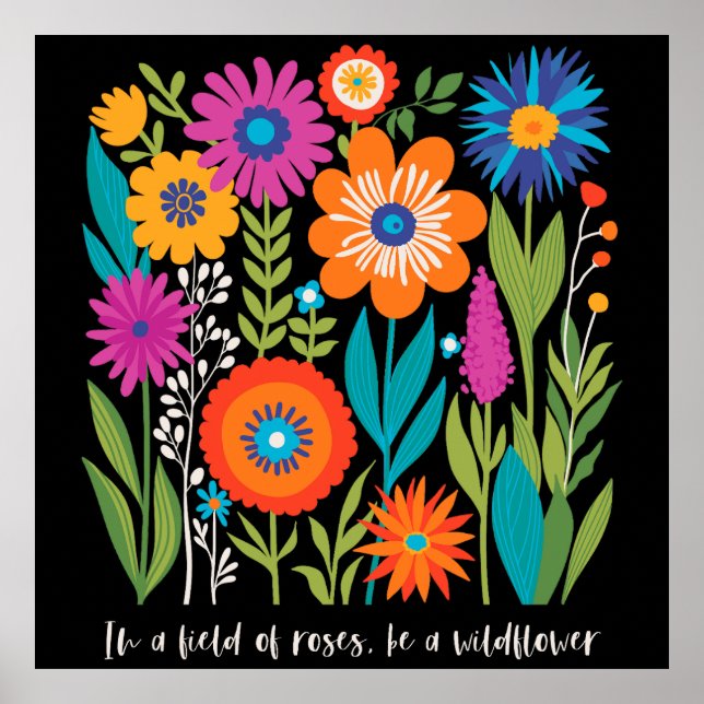 Boho Wildflowers Floral Nature Flower  Poster (Front)