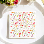 Boho wildflowers garden floral bridal shower party napkin<br><div class="desc">Add a touch of whimsy to your bridal shower with these wildflowers boho party napkins! Featuring a delightful pattern of hand-painted wildflowers in a vibrant array of pinks, oranges, purples, and yellows, these napkins bring a fresh and colourful vibe to your celebration. The delicate floral design is set against a...</div>