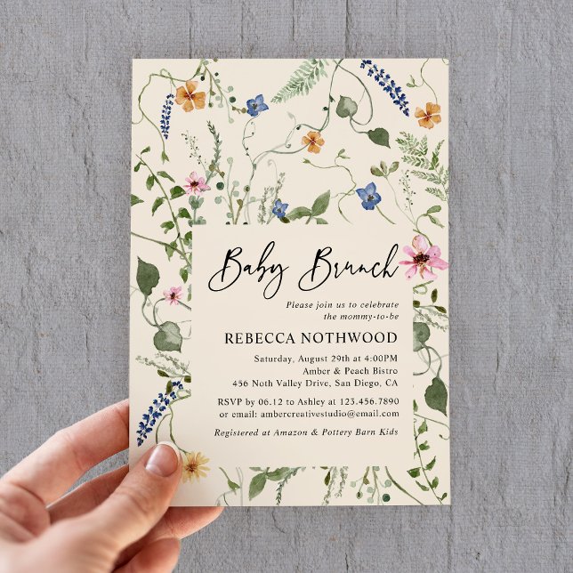 Boho Wildflowers Gender Neutral Baby Brunch Shower Invitation (Creator Uploaded)