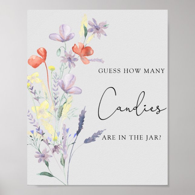 Boho Wildflowers - Guess how many candies game Poster (Front)