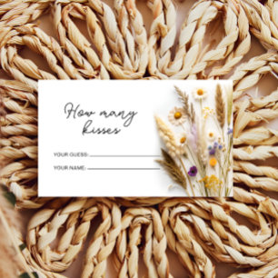 Boho Wildflowers How Many Kisses Bridal Game Enclosure Card