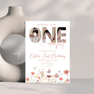 Boho Wildflowers Isn't She ONEderful 1st Birthday Invitation