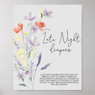Boho Wildflowers \ Late night diapers game Poster
