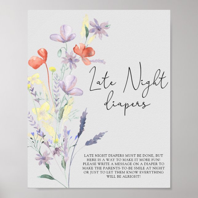 Boho Wildflowers \ Late night diapers game Poster (Front)