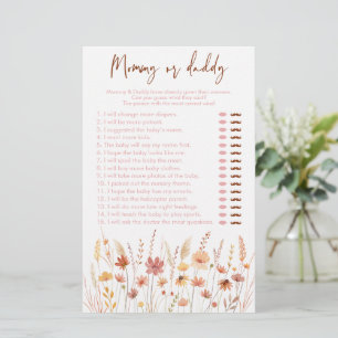 Boho Wildflowers Mummy or Daddy Baby Shower Game