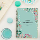 Boho Wildflowers - Name Notebook<br><div class="desc">Cute notebook in a boho floral design with pink,  violet,  and white flowers. Add your name and the subject of the notebook.</div>
